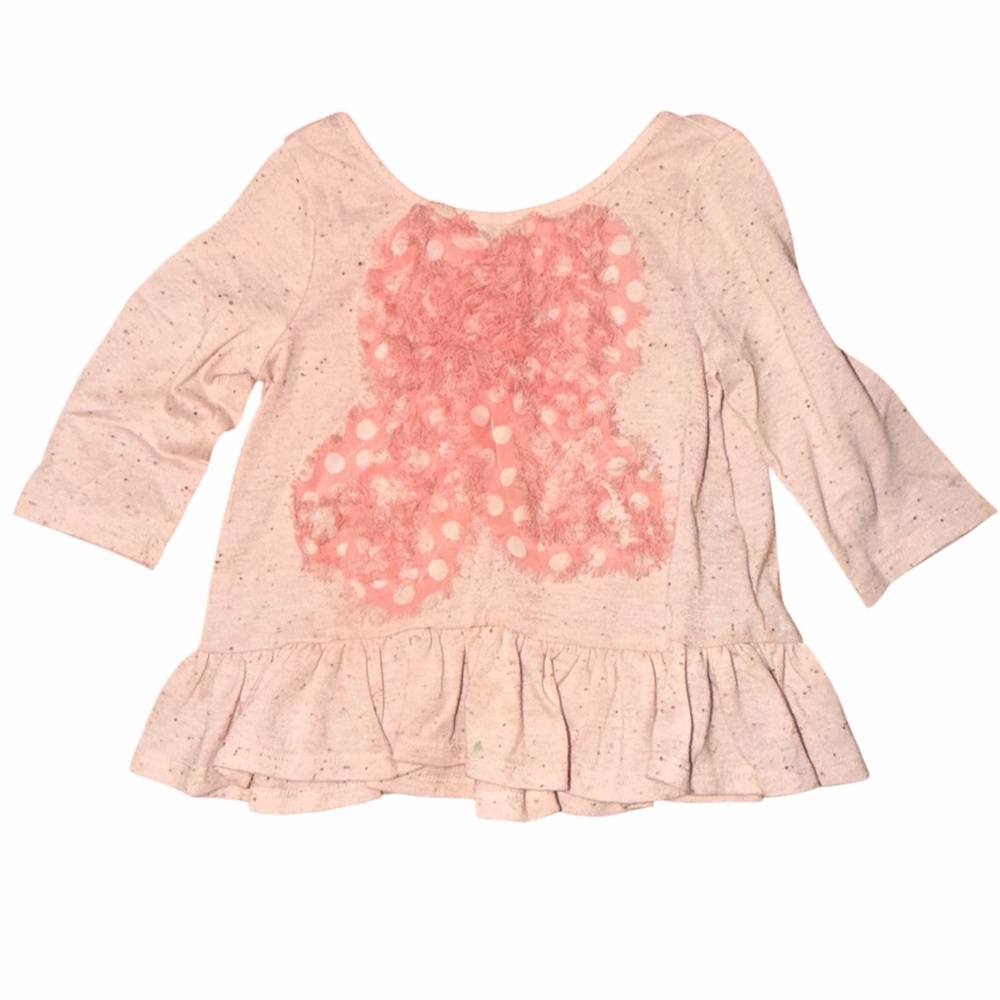 Pippa & Julie Pale Pink Ruffle Hem Long Sleeve Top with Polka Dot Heart